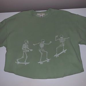Project Social T Skateboard Skeletons Oversized Crewneck Sweatshirt | Green